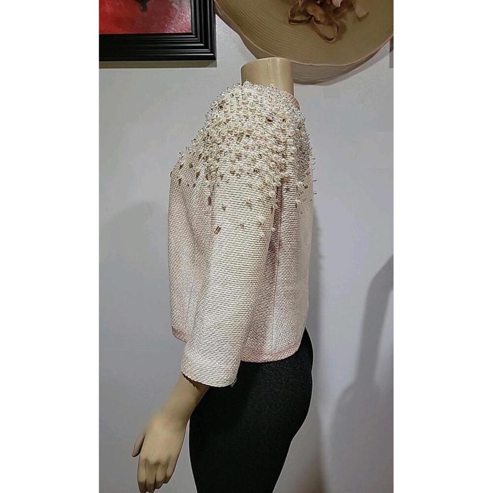 St. John Couture Black Label Size 4 Pink Hand Beaded Knit Jacket Cardigan #A - Picture 16 of 16